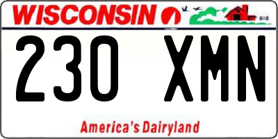 WI license plate 230XMN