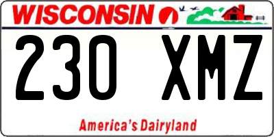 WI license plate 230XMZ