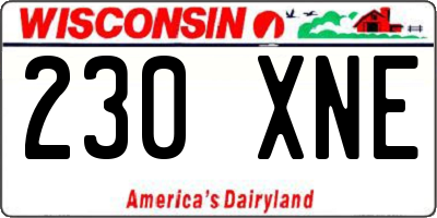WI license plate 230XNE