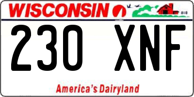 WI license plate 230XNF