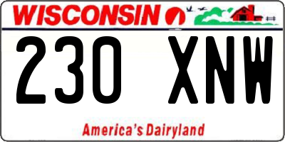 WI license plate 230XNW