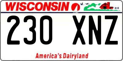 WI license plate 230XNZ
