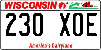 WI license plate 230XOE