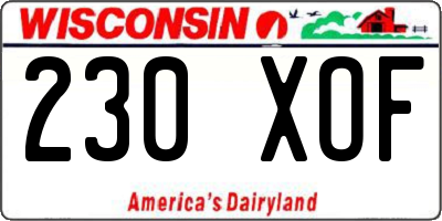 WI license plate 230XOF