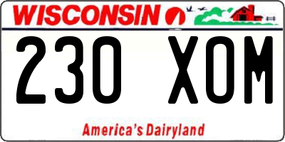 WI license plate 230XOM