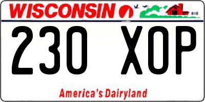 WI license plate 230XOP