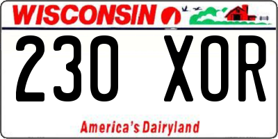WI license plate 230XOR