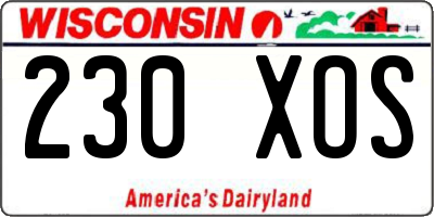 WI license plate 230XOS