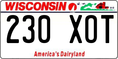 WI license plate 230XOT