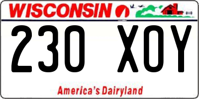 WI license plate 230XOY