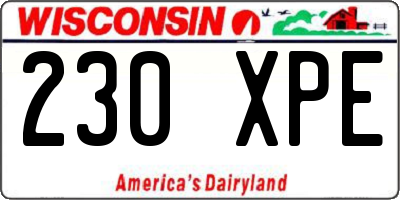 WI license plate 230XPE