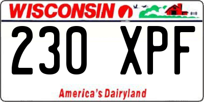 WI license plate 230XPF
