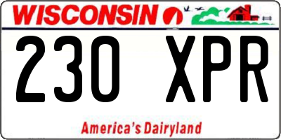 WI license plate 230XPR
