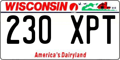 WI license plate 230XPT