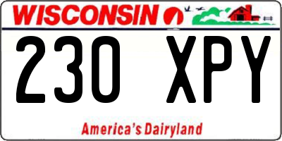 WI license plate 230XPY