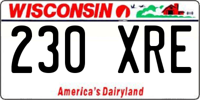 WI license plate 230XRE