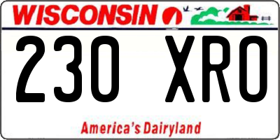 WI license plate 230XRO