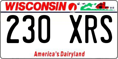 WI license plate 230XRS