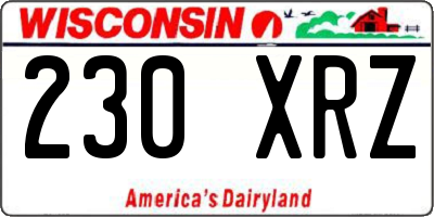 WI license plate 230XRZ