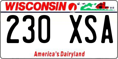 WI license plate 230XSA