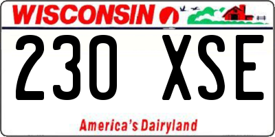 WI license plate 230XSE