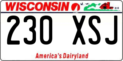 WI license plate 230XSJ