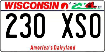 WI license plate 230XSO