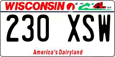 WI license plate 230XSW