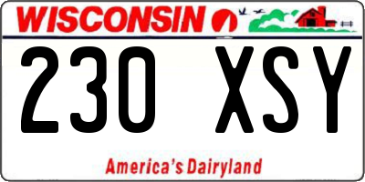 WI license plate 230XSY