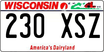 WI license plate 230XSZ