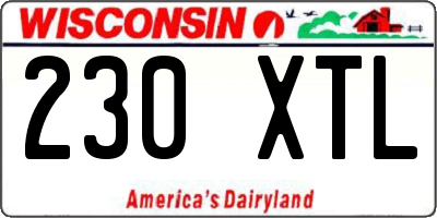 WI license plate 230XTL