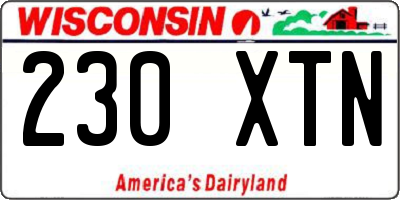 WI license plate 230XTN