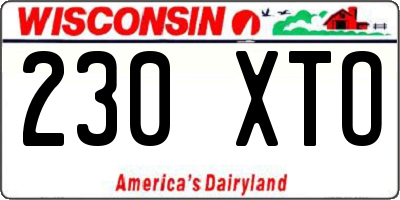 WI license plate 230XTO