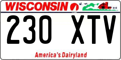 WI license plate 230XTV