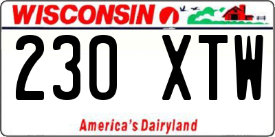 WI license plate 230XTW