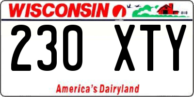 WI license plate 230XTY