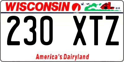 WI license plate 230XTZ