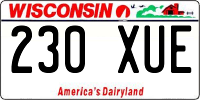 WI license plate 230XUE