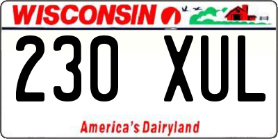 WI license plate 230XUL