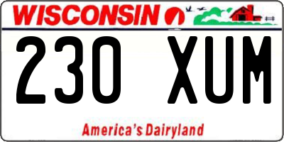 WI license plate 230XUM