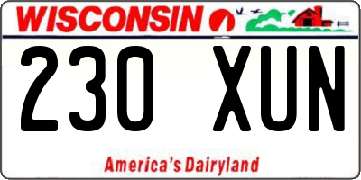 WI license plate 230XUN