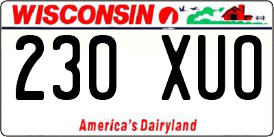 WI license plate 230XUO