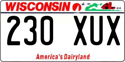 WI license plate 230XUX