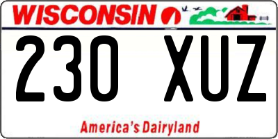 WI license plate 230XUZ