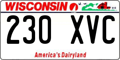 WI license plate 230XVC