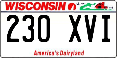 WI license plate 230XVI