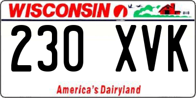 WI license plate 230XVK