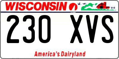 WI license plate 230XVS