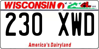WI license plate 230XWD