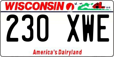WI license plate 230XWE